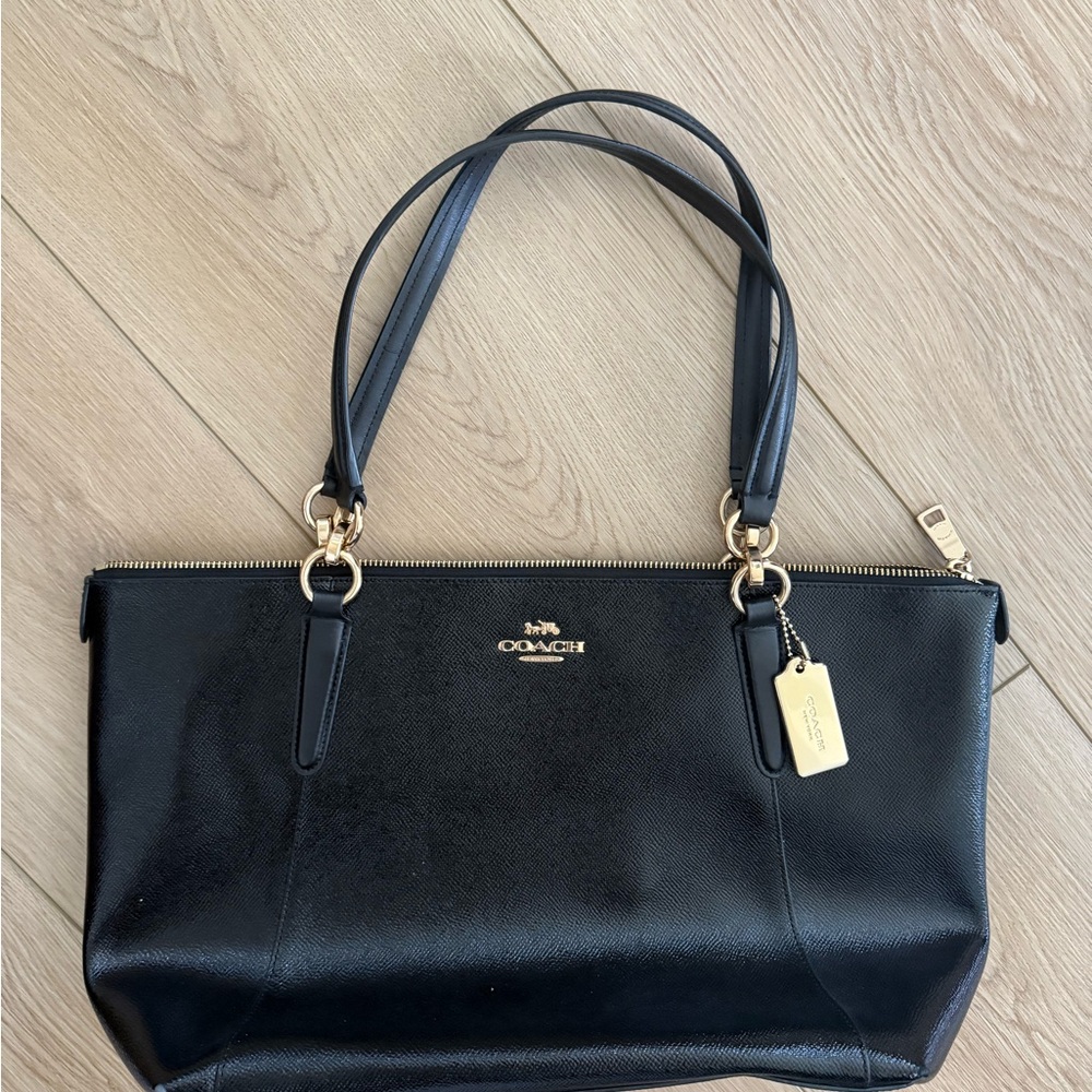 Coach Black Shoulder Bag with Gold Hardware